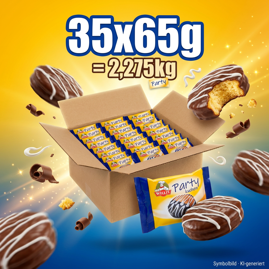 35x Willis Party Kuchen á 65g=2275g MHD 11.10.26