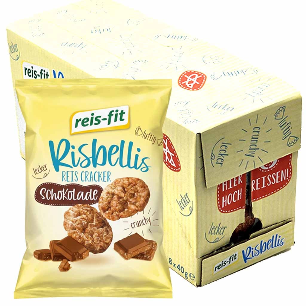 8x Reis-Snack Risbellis Mit Schokolade 40g = 320g MHD 10.09.26