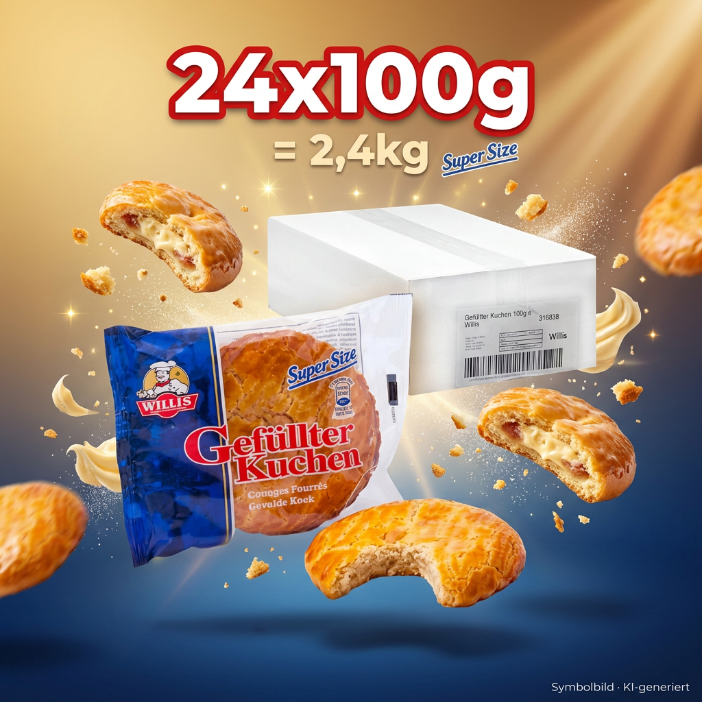 24X Willis Gefüllter Kuchen 100g = 2,4kg MHD 20.08.26
