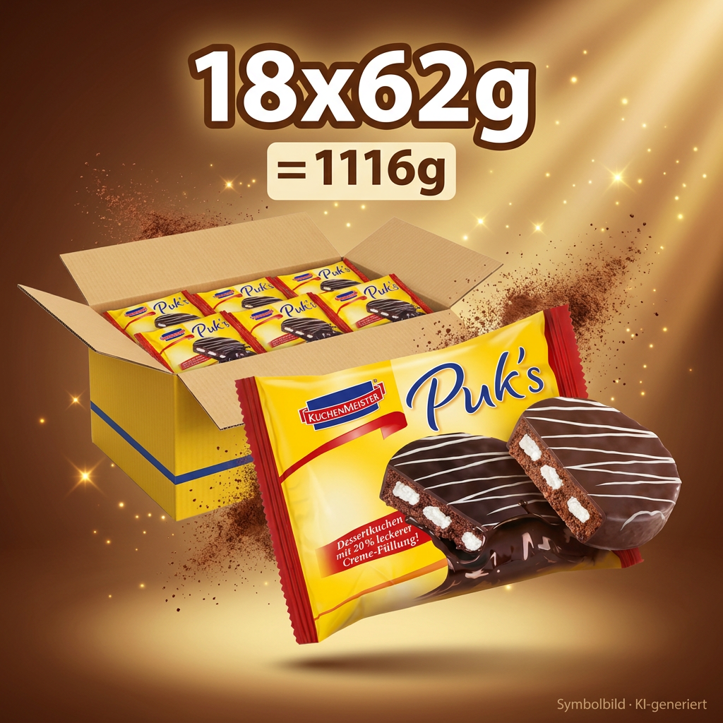 18x Kuchenmeister Puks Dessertkuchen á 62g=1476g MHD 15.10.26