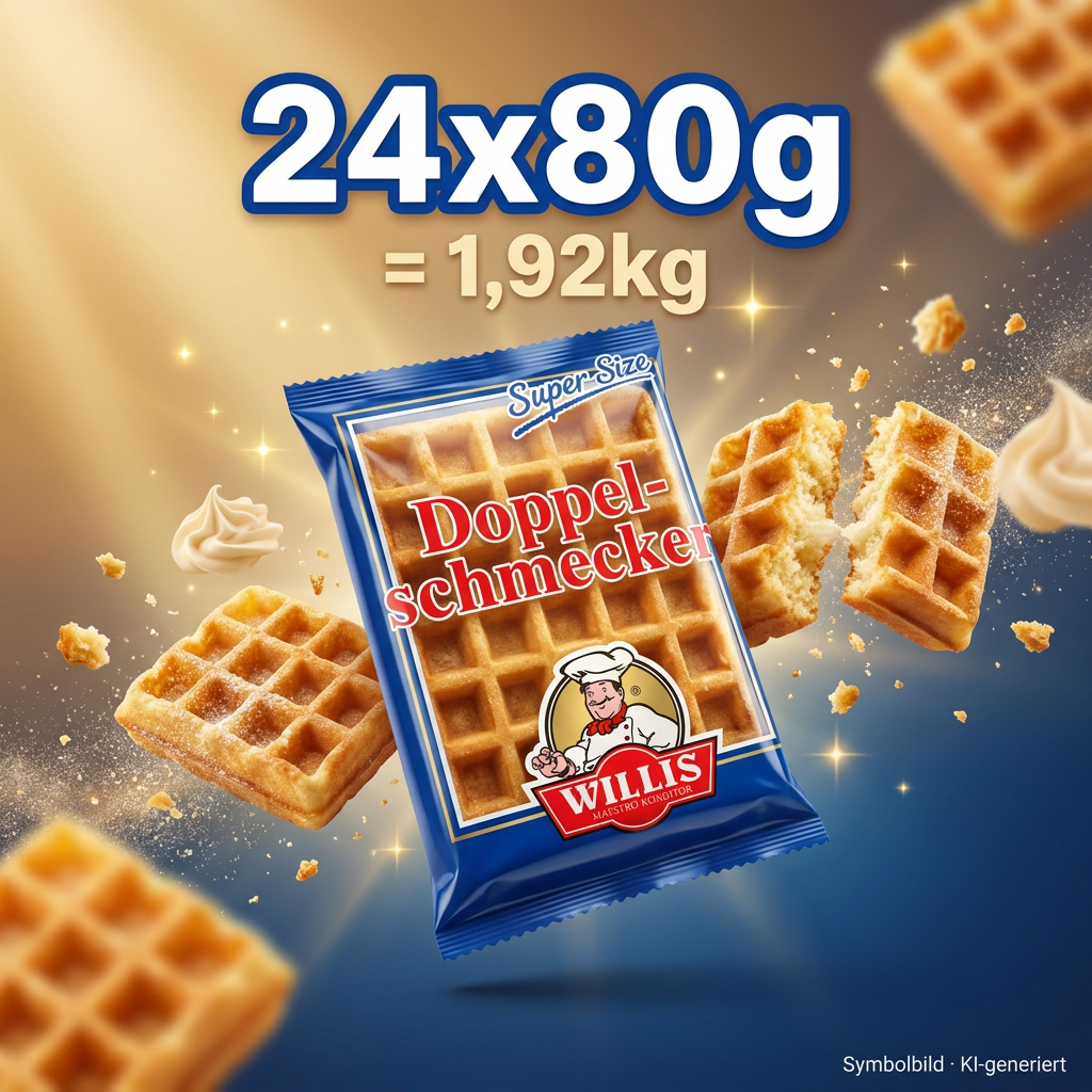 24x Willis Doppelschmecker Waffel á 80g=1,92kg MHD 15.08.26