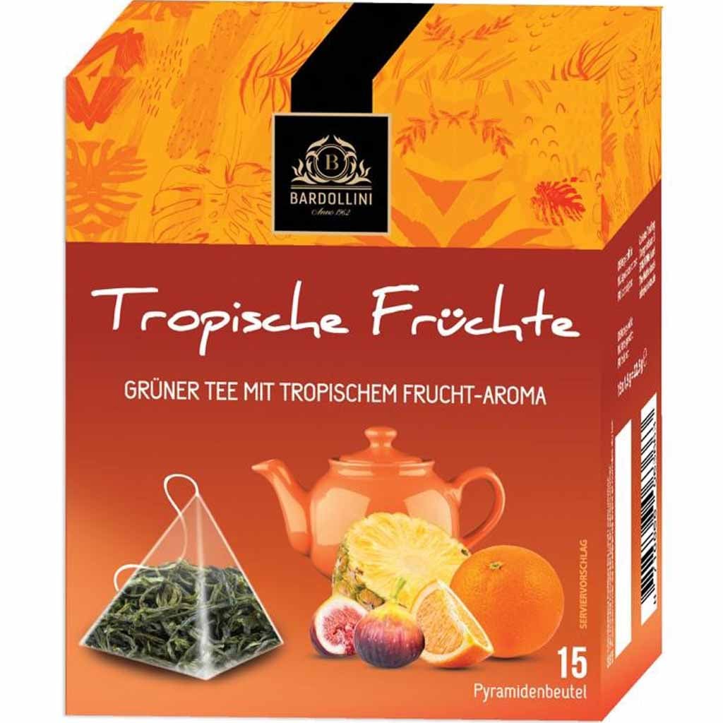 Bardollini Grüner Tee mit tropischen Frucht-Aroma 15 Tassen 22,5g MHD 30.09.27